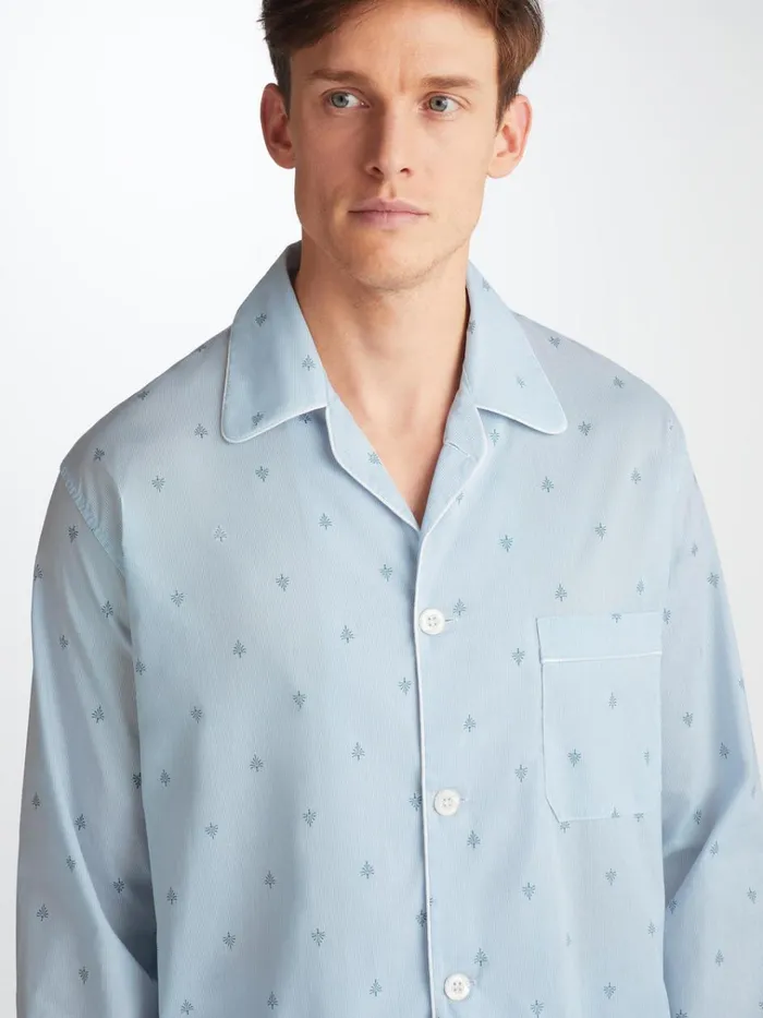 Classic Fit Pajamas Men Derek Rose Classic Fit Pajamas Nelson 100 Cotton Batiste Blue