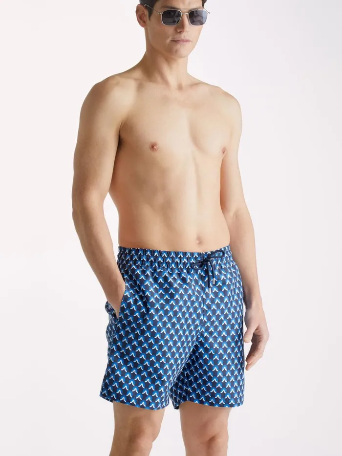 Classic Fit Swim Shorts Men Derek Rose Swim Shorts Maui 58 Navy