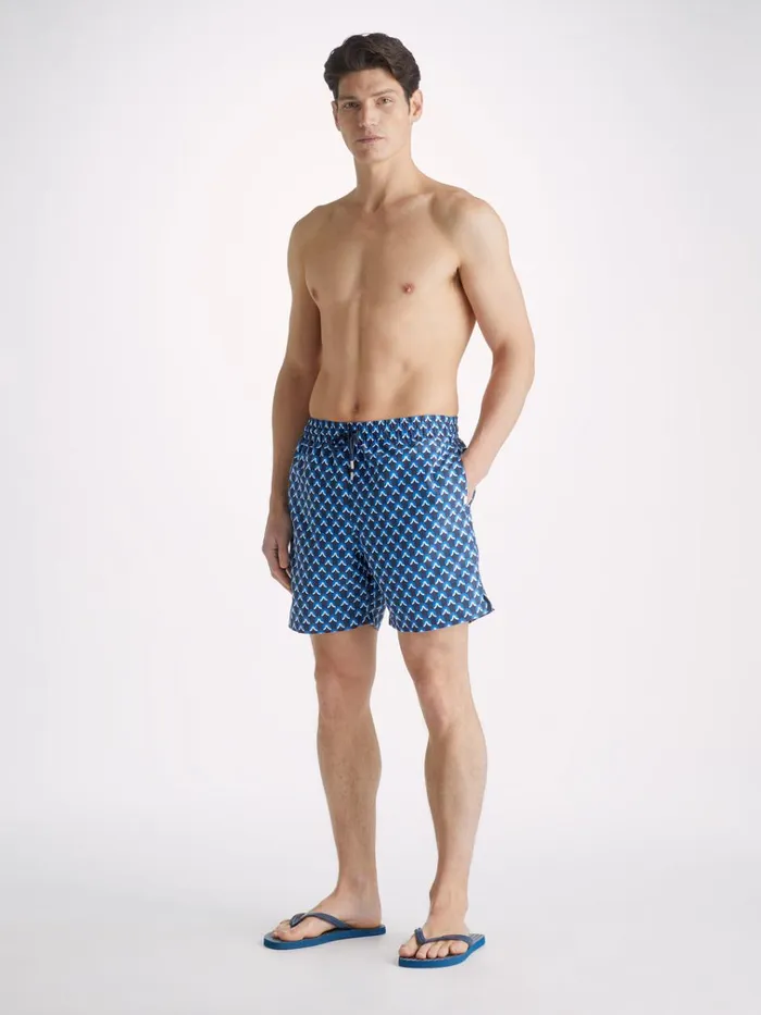 Classic Fit Swim Shorts Men Derek Rose Swim Shorts Maui 58 Navy