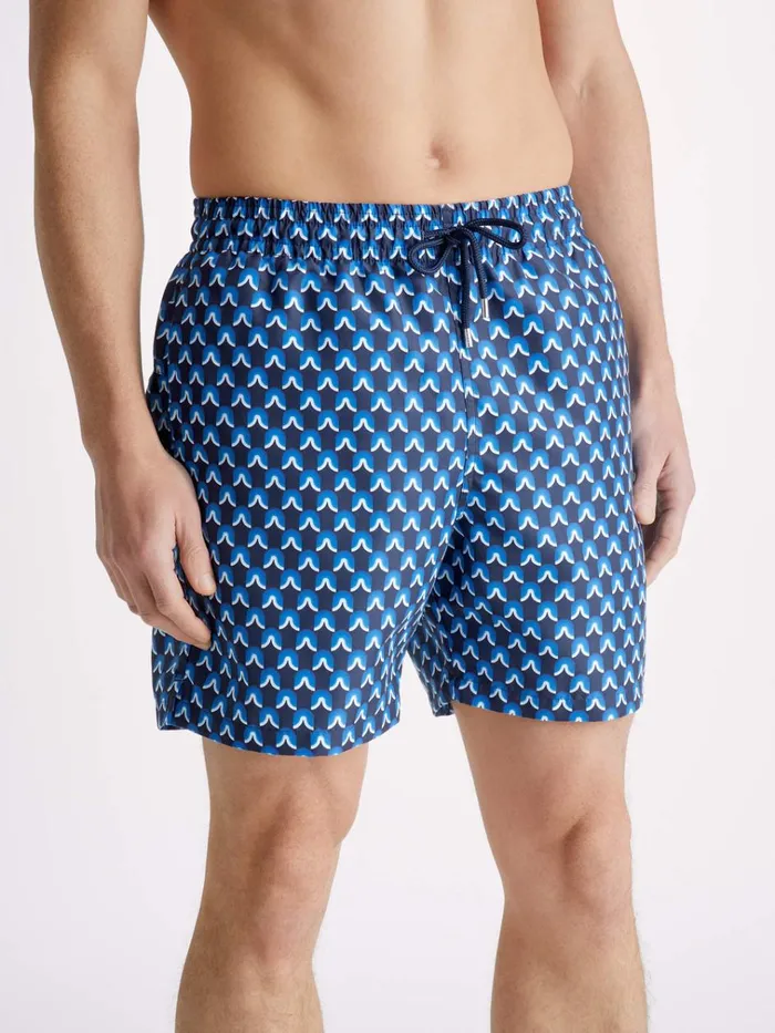Classic Fit Swim Shorts Men Derek Rose Swim Shorts Maui 58 Navy