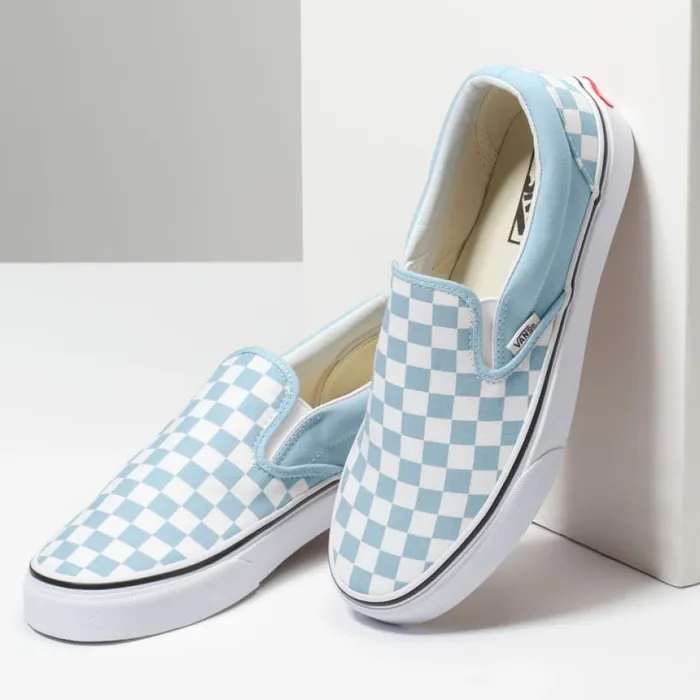 Classics Shoes Checkerboard SlipOn Baby BlueTrue White Vans Women