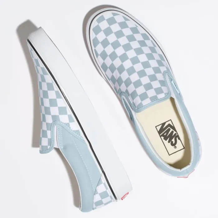 Classics Shoes Checkerboard SlipOn Baby BlueTrue White Vans Women