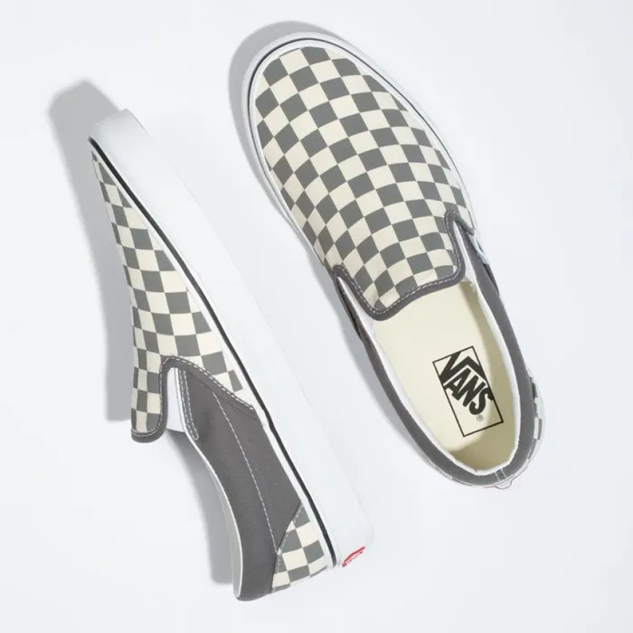 Classics Shoes Vans MenWomen Checkerboard SlipOn PewterTrue White Classics Shoes Vans MenWomen Checkerboard SlipOn PewterTrue White