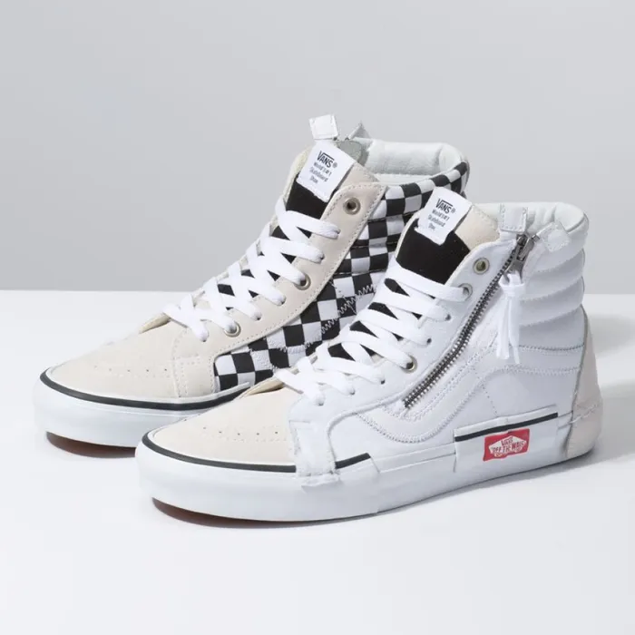 Classics Shoes Vans Women Checkerboard Sk8Hi Reissue Cap True WhiteBlack