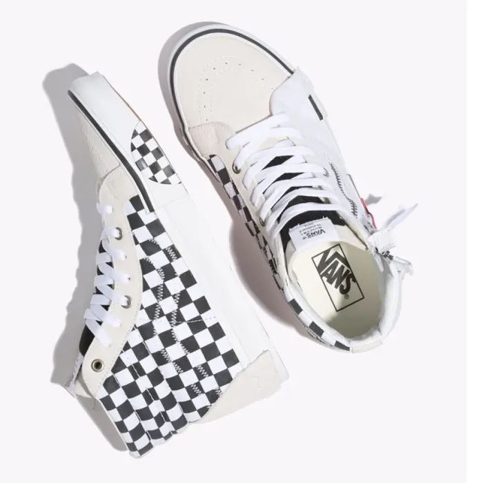Classics Shoes Vans Women Checkerboard Sk8Hi Reissue Cap True WhiteBlack Classics Shoes Vans Women Checkerboard Sk8Hi Reissue Cap True WhiteBlack