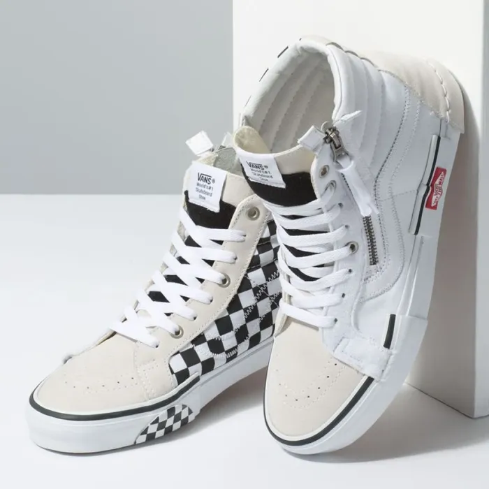 Classics Shoes Vans Women Checkerboard Sk8Hi Reissue Cap True WhiteBlack Classics Shoes Vans Women Checkerboard Sk8Hi Reissue Cap True WhiteBlack