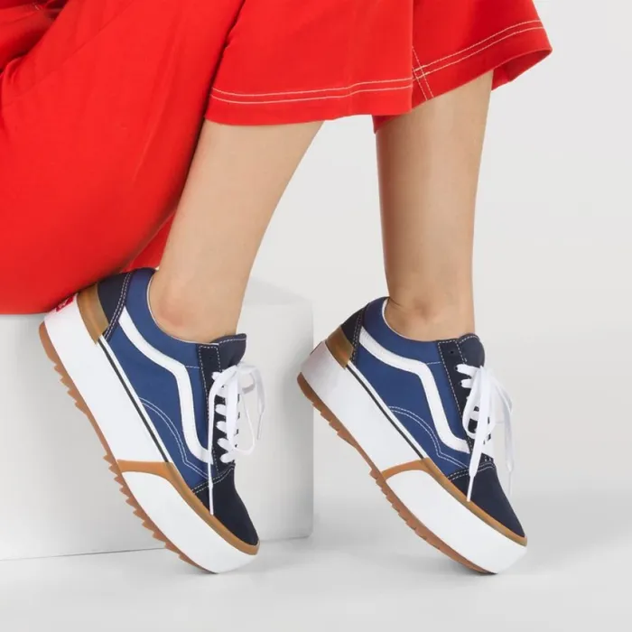 Classics Shoes Women Old Skool Stacked NavyTrue White Vans