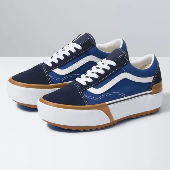 Classics Shoes Women Old Skool Stacked NavyTrue White Vans Classics Shoes Women Old Skool Stacked NavyTrue White Vans