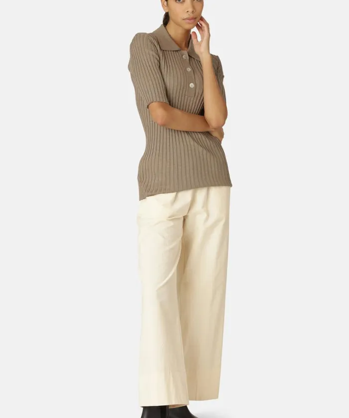 Clothing Ilse Jacobsen Knitwear Polo 8211 Bleached Sand