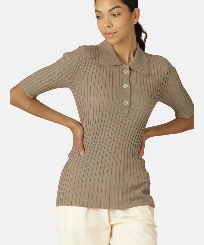 Clothing Ilse Jacobsen Knitwear Polo 8211 Bleached Sand Clothing Ilse Jacobsen Knitwear Polo 8211 Bleached Sand