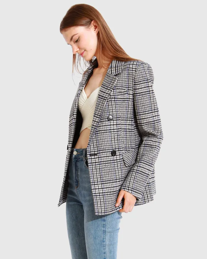 Coats and Jackets Belle and Bloom Women Piccadilly Wool Blend Plaid Blazer 8211 Grey Coats and Jackets Belle and Bloom Women Piccadilly Wool Blend Plaid Blazer 8211 Grey