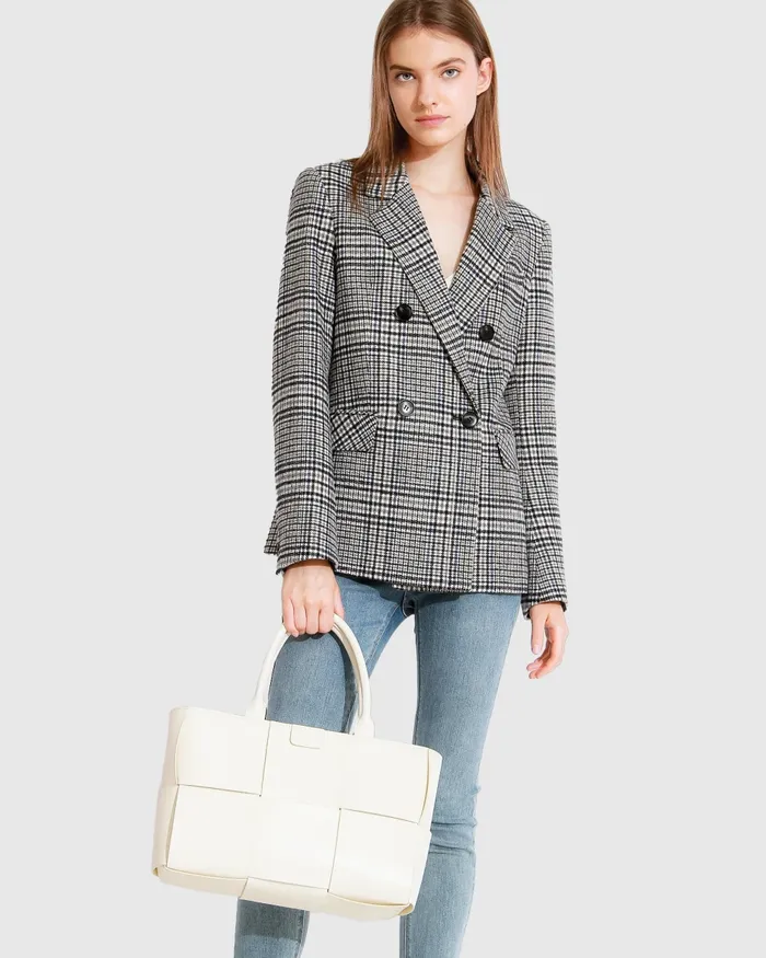 Coats and Jackets Belle and Bloom Women Piccadilly Wool Blend Plaid Blazer 8211 Grey