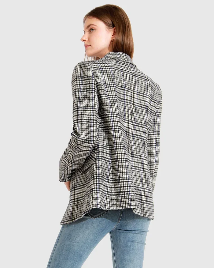 Coats and Jackets Belle and Bloom Women Piccadilly Wool Blend Plaid Blazer 8211 Grey