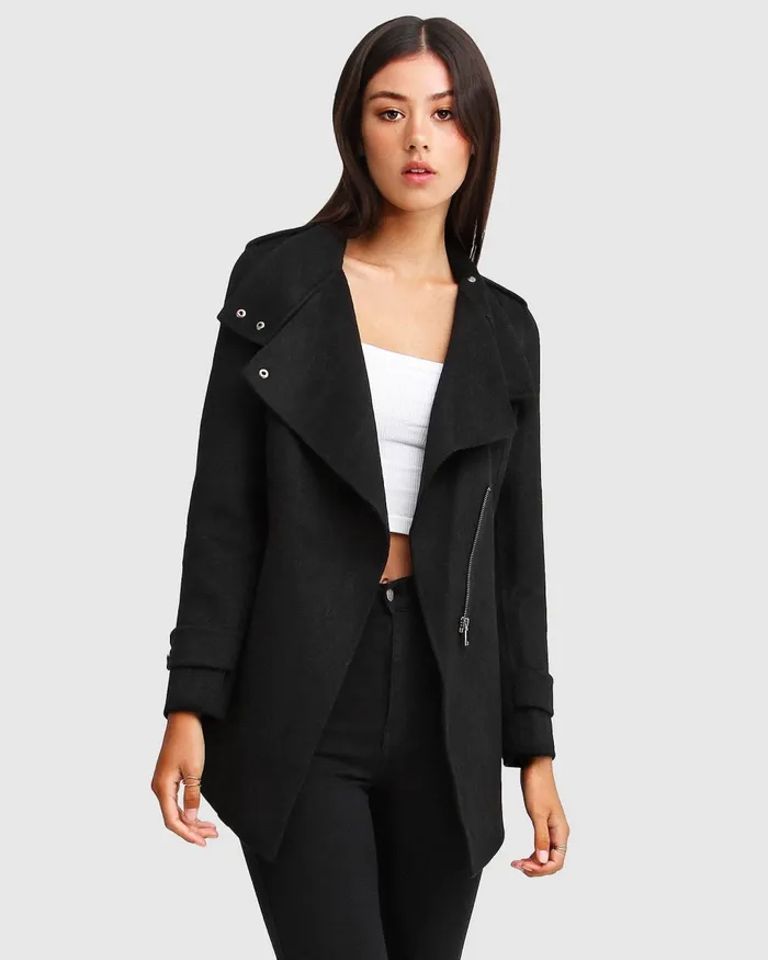 Coats and Jackets NEW FIT Bad Girl Wool Blend Moto Coat 8211 Black 8211 Belle and Bloom Women Coats and Jackets NEW FIT Bad Girl Wool Blend Moto Coat 8211 Black 8211 Belle and Bloom Women