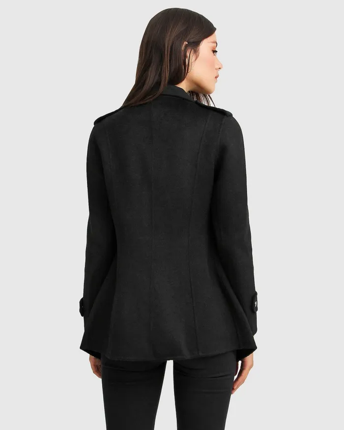 Coats and Jackets NEW FIT Bad Girl Wool Blend Moto Coat 8211 Black 8211 Belle and Bloom Women