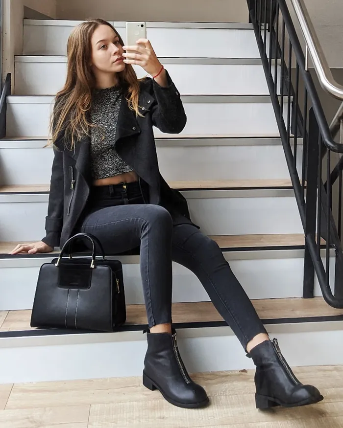 Coats and Jackets NEW FIT Bad Girl Wool Blend Moto Coat 8211 Black 8211 Belle and Bloom Women