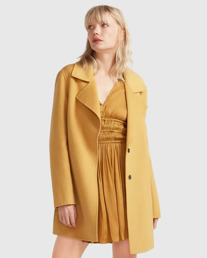 Coats and Jackets NEW FIT ExBoyfriend Wool Blend Oversized Jacket 8211 Antique Gold Belle and Bloom Women