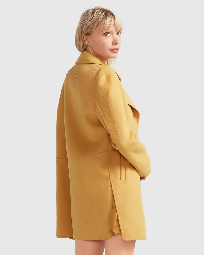 Coats and Jackets NEW FIT ExBoyfriend Wool Blend Oversized Jacket 8211 Antique Gold Belle and Bloom Women