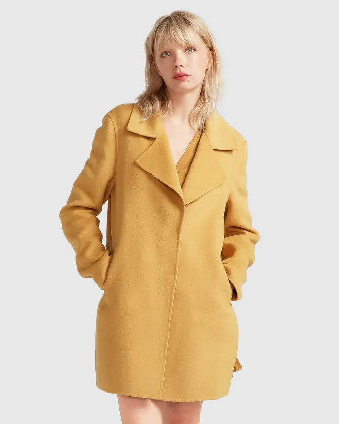 Coats and Jackets NEW FIT ExBoyfriend Wool Blend Oversized Jacket 8211 Antique Gold Belle and Bloom Women