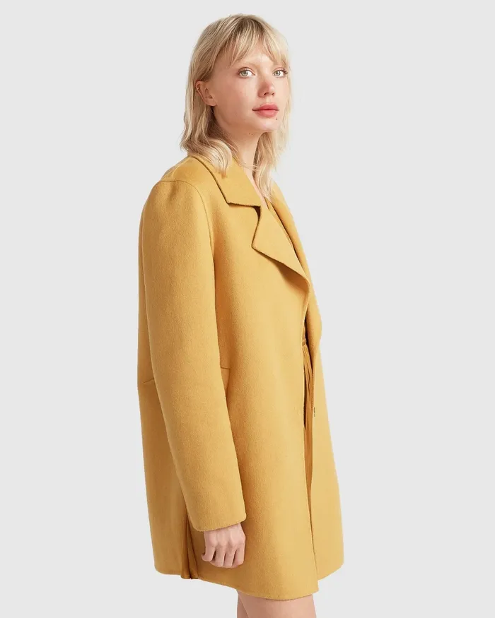 Coats and Jackets NEW FIT ExBoyfriend Wool Blend Oversized Jacket 8211 Antique Gold Belle and Bloom Women