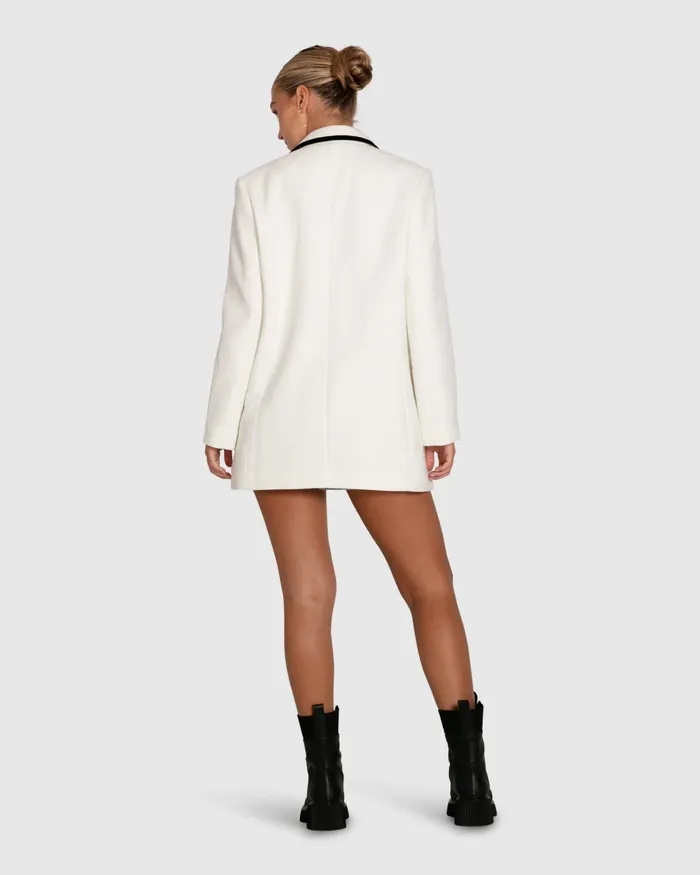Coats and Jackets Women Belle and Bloom Because Of You Trimmed Blazer Dress 8211 Cream