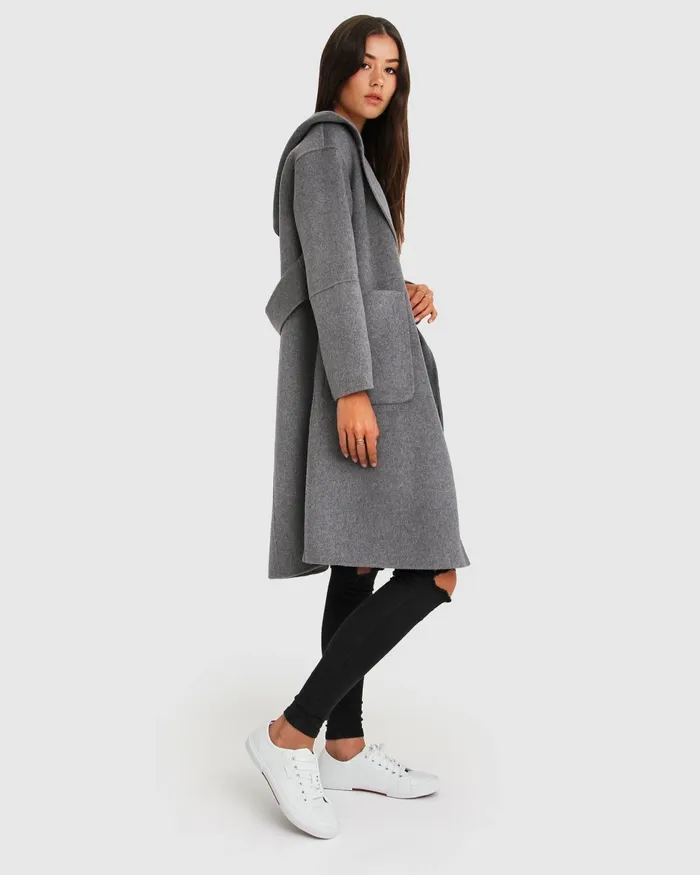 Coats and Jackets Women Walk This Way Wool Blend Oversized Coat 8211 Dark Grey Belle and Bloom