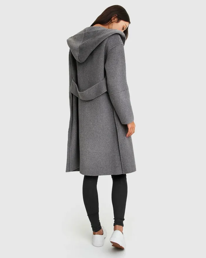 Coats and Jackets Women Walk This Way Wool Blend Oversized Coat 8211 Dark Grey Belle and Bloom