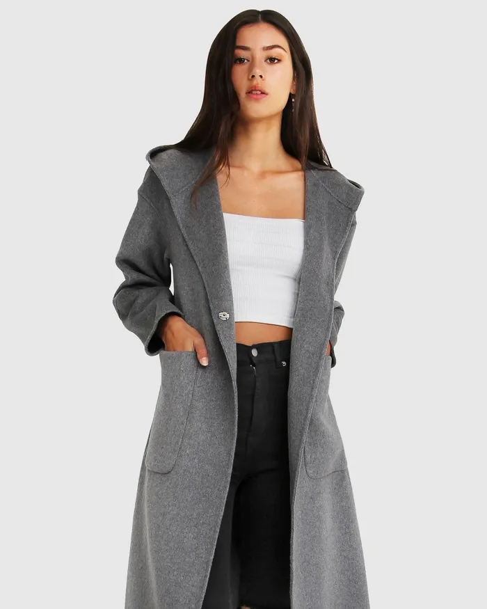 Coats and Jackets Women Walk This Way Wool Blend Oversized Coat 8211 Dark Grey Belle and Bloom