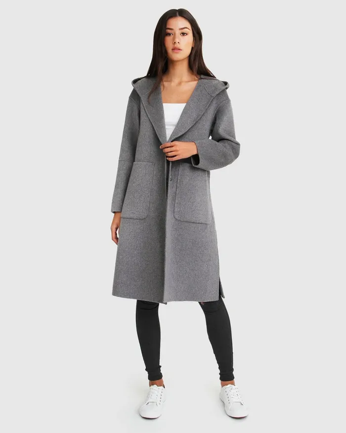 Coats and Jackets Women Walk This Way Wool Blend Oversized Coat 8211 Dark Grey Belle and Bloom