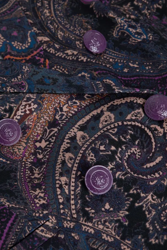 Colin Satin Blazer Plum Multi Boute Paisley Women L039Agence Blazers and Jackets