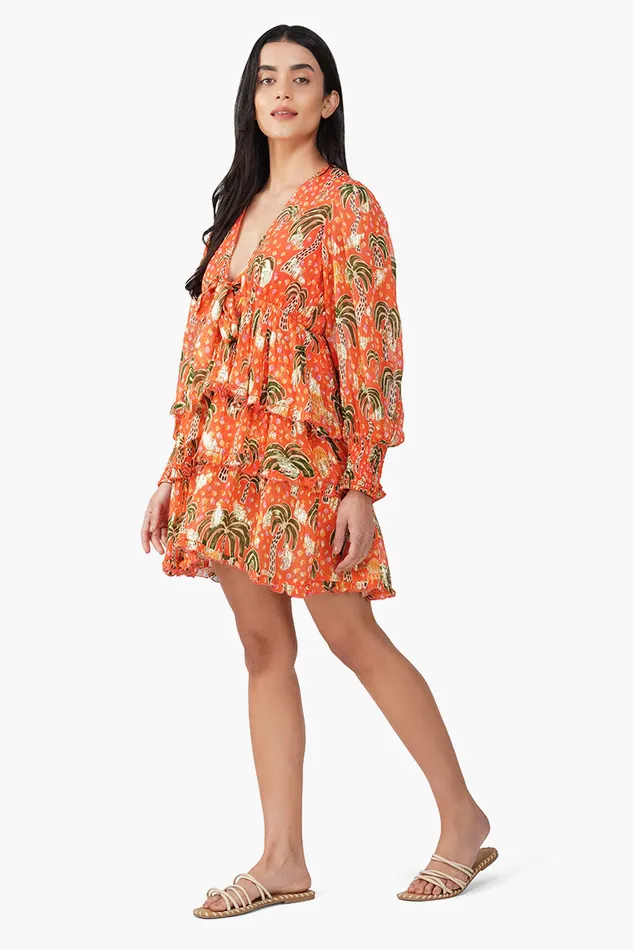 Coral Farm Lurex Printed Knot Short Dress Coral Farm Lurex Printed Knot Short Dress
