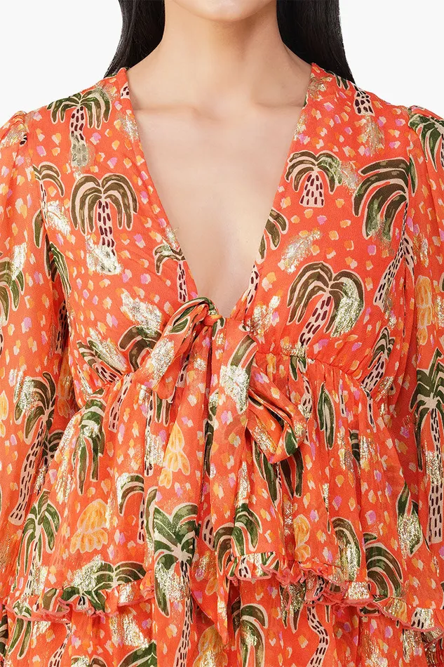 Coral Farm Lurex Printed Knot Short Dress Coral Farm Lurex Printed Knot Short Dress