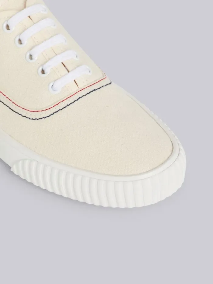 Cotton Canvas Heritage Sneaker Natural Men Thom Browne Sneakers Cotton Canvas Heritage Sneaker Natural Men Thom Browne Sneakers