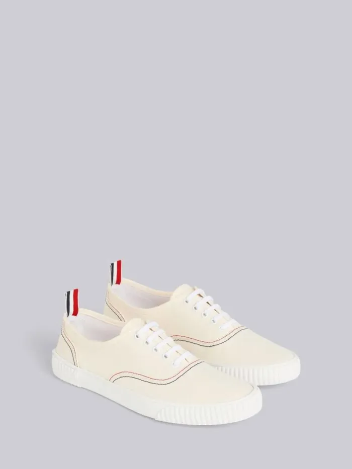 Cotton Canvas Heritage Sneaker Natural Men Thom Browne Sneakers Cotton Canvas Heritage Sneaker Natural Men Thom Browne Sneakers