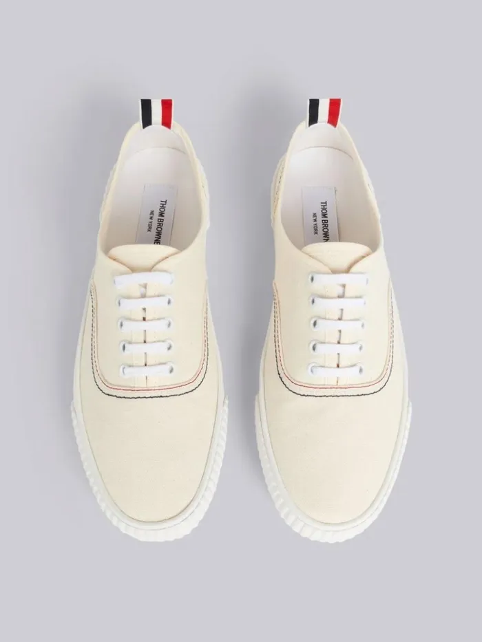 Cotton Canvas Heritage Sneaker Natural Men Thom Browne Sneakers Cotton Canvas Heritage Sneaker Natural Men Thom Browne Sneakers