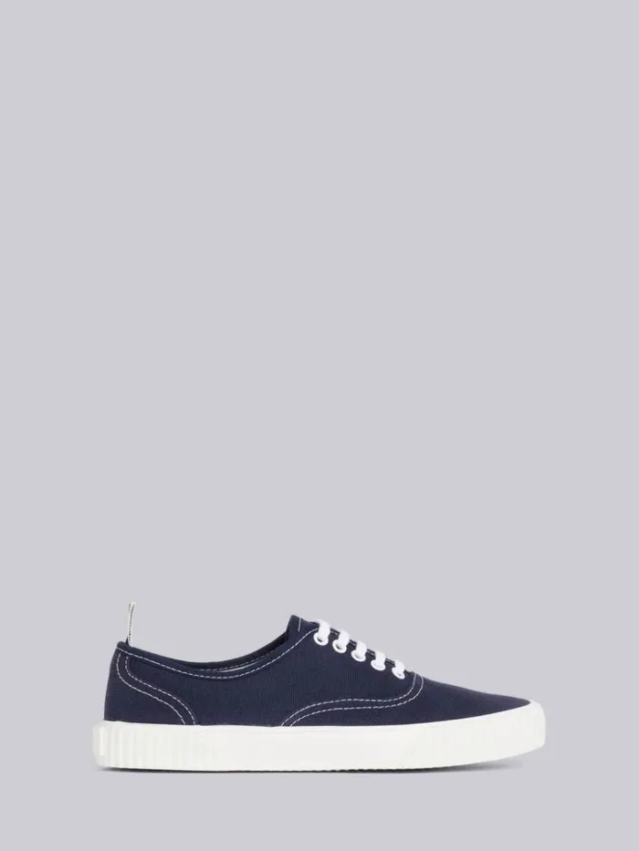 Cotton Canvas Heritage Sneaker Navy Women Thom Browne Sneakers