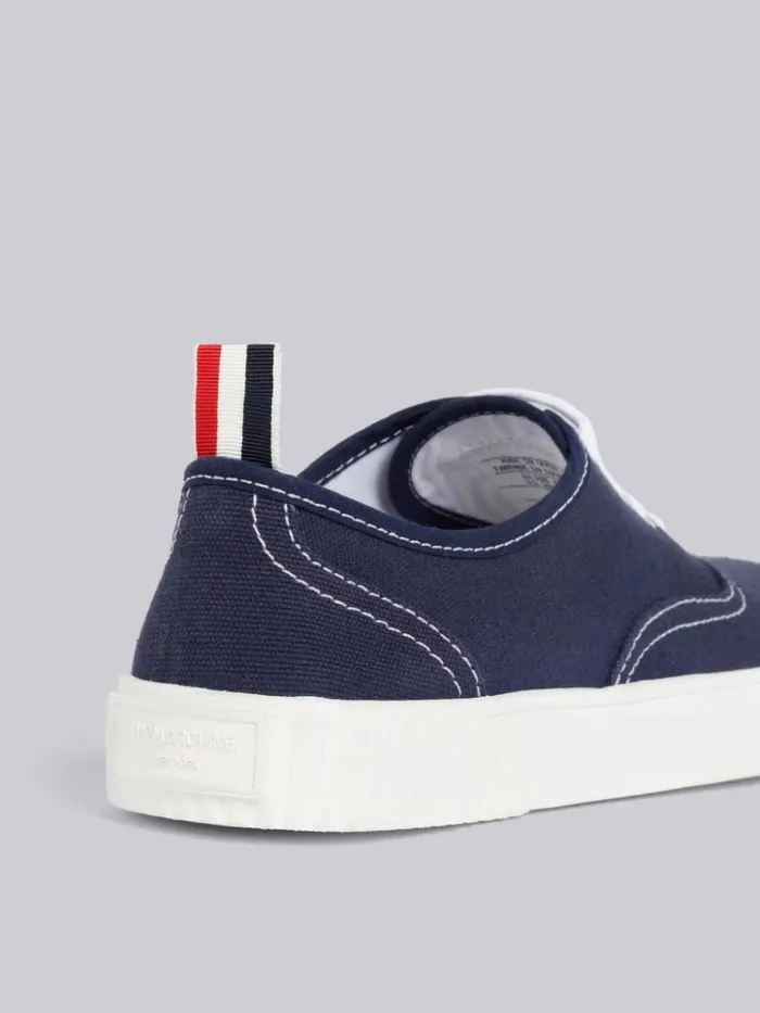 Cotton Canvas Heritage Sneaker Navy Women Thom Browne Sneakers