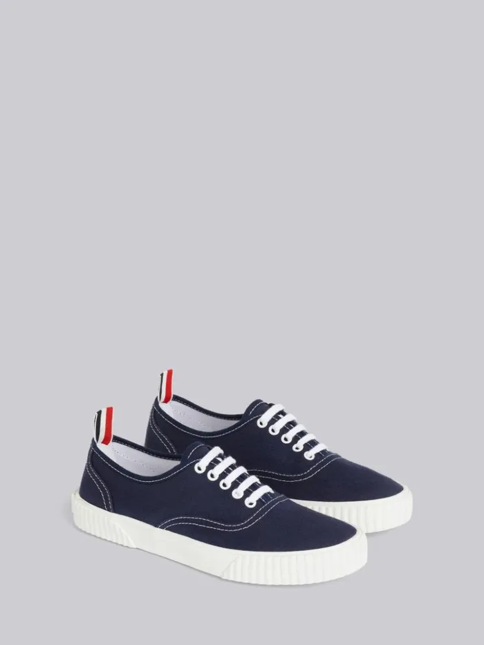 Cotton Canvas Heritage Sneaker Navy Women Thom Browne Sneakers