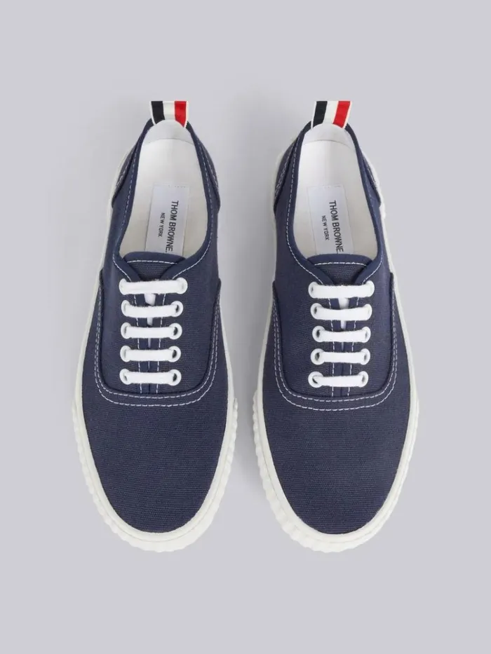 Cotton Canvas Heritage Sneaker Navy Women Thom Browne Sneakers