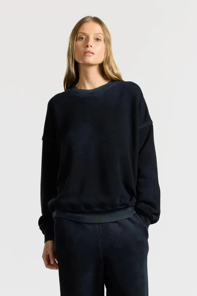 COTTON CITIZEN Boston Crew Vintage Black Women Sweatshirts