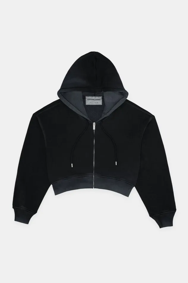 COTTON CITIZEN Boston Crop Hoodie Vintage Black Women Sweatshirts