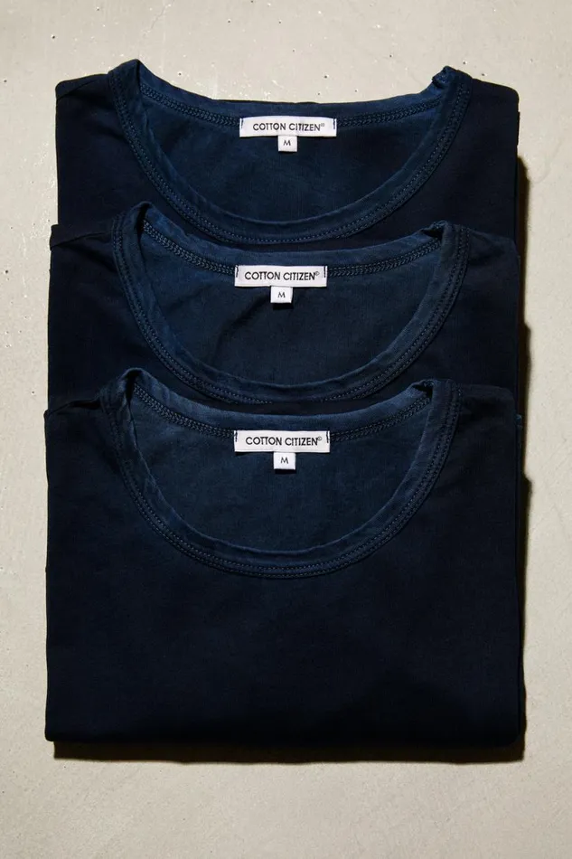 COTTON CITIZEN Classic Crewneck Tee 3Pack Vintage Navy Men 3Packs COTTON CITIZEN Classic Crewneck Tee 3Pack Vintage Navy Men 3Packs