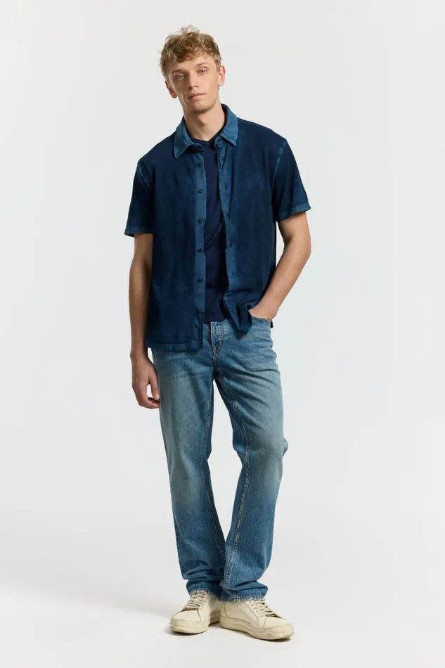 COTTON CITIZEN Presley Short Sleeve Buttondown Vintage Navy Men Shirts