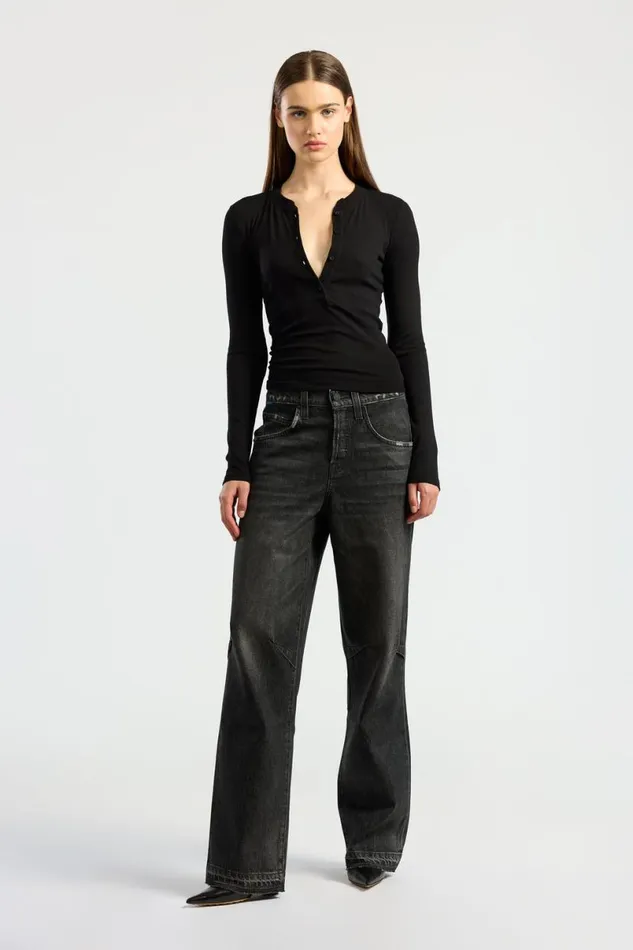 COTTON CITIZEN Verona Henley Jet Black Women Shirts COTTON CITIZEN Verona Henley Jet Black Women Shirts