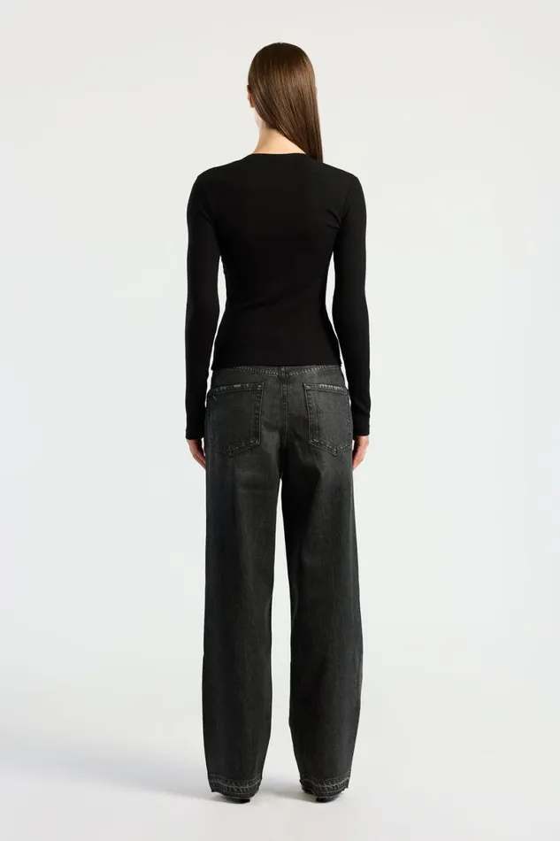 COTTON CITIZEN Verona Henley Jet Black Women Shirts COTTON CITIZEN Verona Henley Jet Black Women Shirts