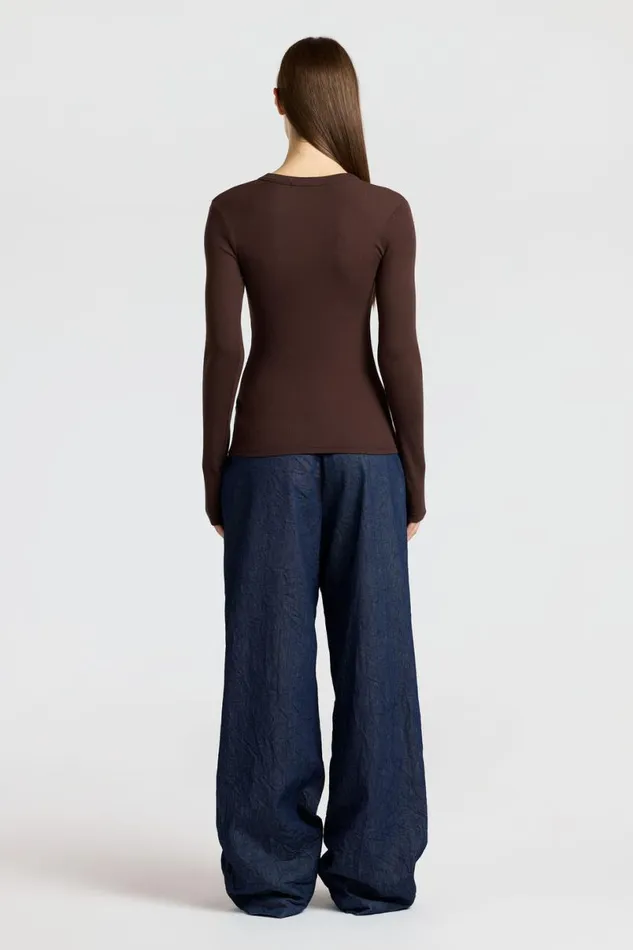 COTTON CITIZEN Verona UNeck Shirt Chocolate Women Shirts COTTON CITIZEN Verona UNeck Shirt Chocolate Women Shirts