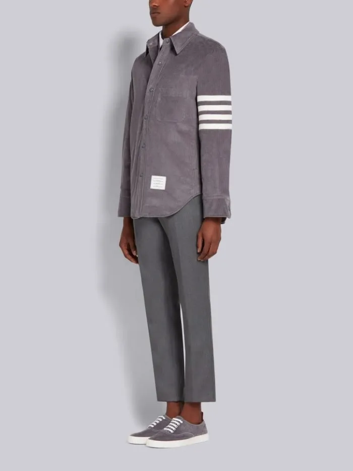 Cotton Corduroy Heritage Trainer Dark Grey Men Thom Browne Sneakers