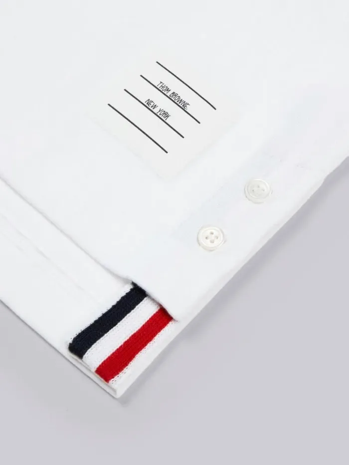 Cotton Jersey Multicolor Center Back Stripe Short Sleeve Tshirt White GirlsBoys Thom Browne Dresses And Shirts Cotton Jersey Multicolor Center Back Stripe Short Sleeve Tshirt White GirlsBoys Thom Browne Dresses And Shirts