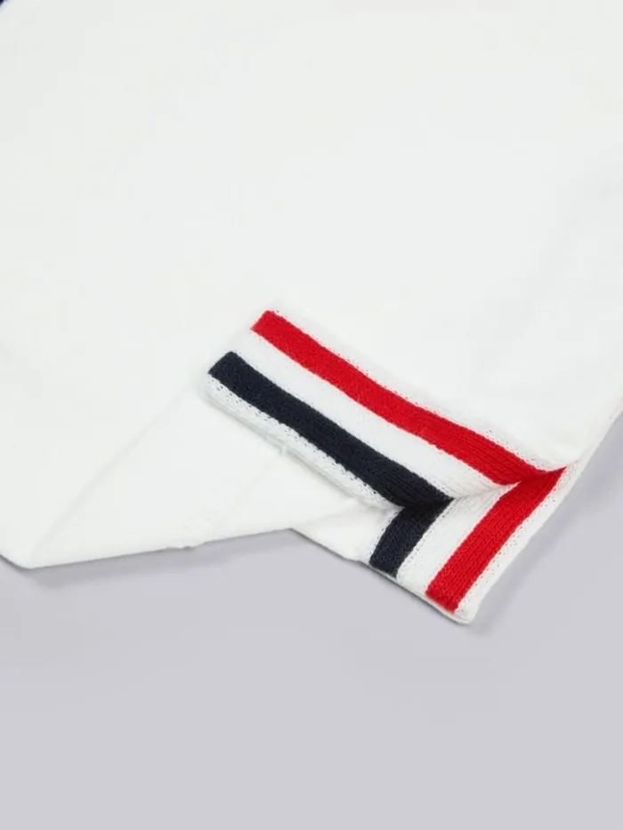 Cotton Jersey Multicolor Center Back Stripe Short Sleeve Tshirt White GirlsBoys Thom Browne Dresses And Shirts Cotton Jersey Multicolor Center Back Stripe Short Sleeve Tshirt White GirlsBoys Thom Browne Dresses And Shirts