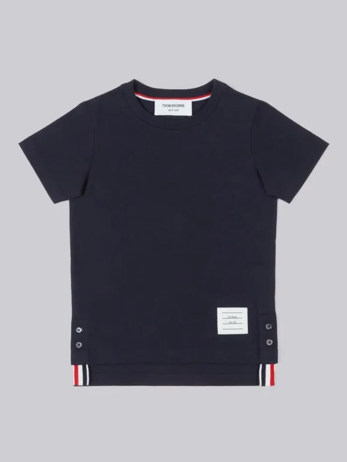Cotton Jersey Short Sleeve Tshirt Navy GirlsBoys Thom Browne Dresses And Shirts Cotton Jersey Short Sleeve Tshirt Navy GirlsBoys Thom Browne Dresses And Shirts